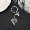 Antique Silver Winged Heart and Flying Dove Keychain view 3