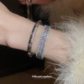 Four Mixed Pink Purple And Clear Crystal Bracelet Designs In Silver Tone view 3