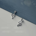 Silver Tone Wavy Squiggle Abstract Stud Earrings For Women view 1