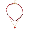 Black Velvet Choker with Red Heart Pendant Jewelry Accessory view 5