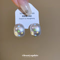 Pearlescent Oval Multicolor Dot Stud Earrings Fashion Jewelry view 2