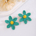 Embroidered Five Petal Flower Stud Earrings in Seven Colors view 7