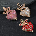 Rhinestone Crown Heart Charm Pendant Gold Tone Three Colors view 1