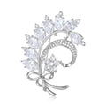 Crystal Bow Bouquet Metal Brooch in Silver and Gold view 1