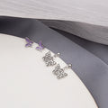 Purple and Silver Double Butterfly Dangle Stud Earrings view 3