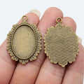 Sunburst Oval Cabochon Tray In Antique Bronze And Antique Silver For Jewelry Making view 3