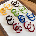 Flocked Fabric Hoop Earrings In Five Bold Colors For Distinctive Statement Styling view 3