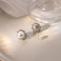 Silver Filigree Pearl Look Two Way Round Stud Earrings view 4