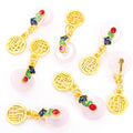 Jade Look Safety Buckle and Gourd Dangle Charm Pendants view 9