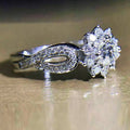 Silver Flower Cluster Ring Teardrop Shoulders Sizes 6 To 10 view 4