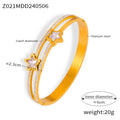 Gold Titanium Steel Crystal Pearl Star Square Bangles view 7