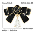 Black Rose and Bow Brooch With Clear Teardrop Crystal view 4