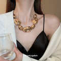 Hammered Irregular Oval Earrings And Chunky Necklaces In Gold Or Silver Tone view 4