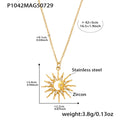 Stainless Steel Ocean Charm Necklace Sunburst Pendant Gold Steel view 9