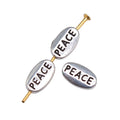 PEACE Lettered Oval Small Hole Metal Bead in Silver Tone view 3