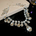 Rhinestone Teardrop Necklace Earring Sets Silver Tone view 6
