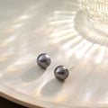 Five Size Gray Pearl Look Classic Round Stud Earrings view 7