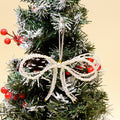 Pearl Bow Christmas Tree Hanging Ornament Beaded Charm view 1