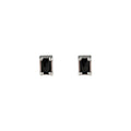 Silver Tone Black Rectangle Stone Mini Stud Earrings For Women view 5