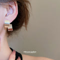 Two Tone Geometric Front Back Stud Earrings Fashion Jewelry for Women view 4