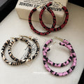 Animal Print Fabric Hoop Earrings In Three Colors With Fabric Wrapped Hoops view 2