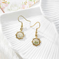 Gold Tone Sunburst Pressed Flower Drop Earrings in Seven Designs view 8