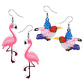 Silver Tone Colorful Bird Acrylic Novelty Hook Earrings view 5