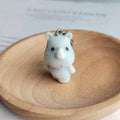 Gray Flocked Rhinoceros Keychains Standing Sitting 2 Styles view 3