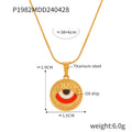 Gold Round Evil Eye Enamel Pendant Necklace Snake Chain view 8