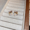 Purple Crystal Flower and Pearl Stud Earrings Fashion Jewelry view 6