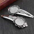 Floral Round Hair Clip Bezel Settings in Two Finishes view 4