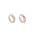 White Fuzzy Oval Hoop Oversized Statement Stud Earrings view 5