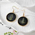 Black Resin Pressed Flower Round Drop Earrings 7 Designs view 9
