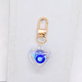 Gold Tone Iridescent Heart Acrylic Evil Eye Clip Keychain view 6