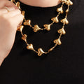 Polished Puffy Heart Link Necklace And Bracelet Gold Or Steel view 3
