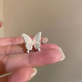 Two Silver Tone Butterfly Open Rings With Translucent Or Blue Crystal Wings view 2