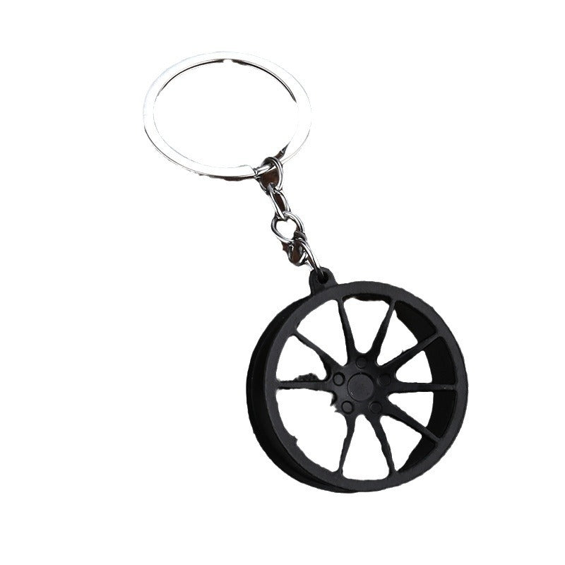 Round Car Wheel Rim Zinc Alloy Keychain Pendant Accessory