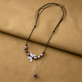 Black Cord Butterfly Pendant Necklace Beaded Drop Chain view 1