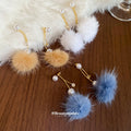 Pom Pom Faux Pearl Long Stud Earrings In Two Colors view 2