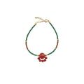 Green Cord Red Agate Cat Paw Focal Bracelet Adjustable view 5