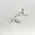 Silver Hummingbird Stud Earrings Teardrop Crystal Dangle view 6