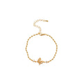 Gold Butterfly Pearl Necklace and Zircon Butterfly Bracelet view 5