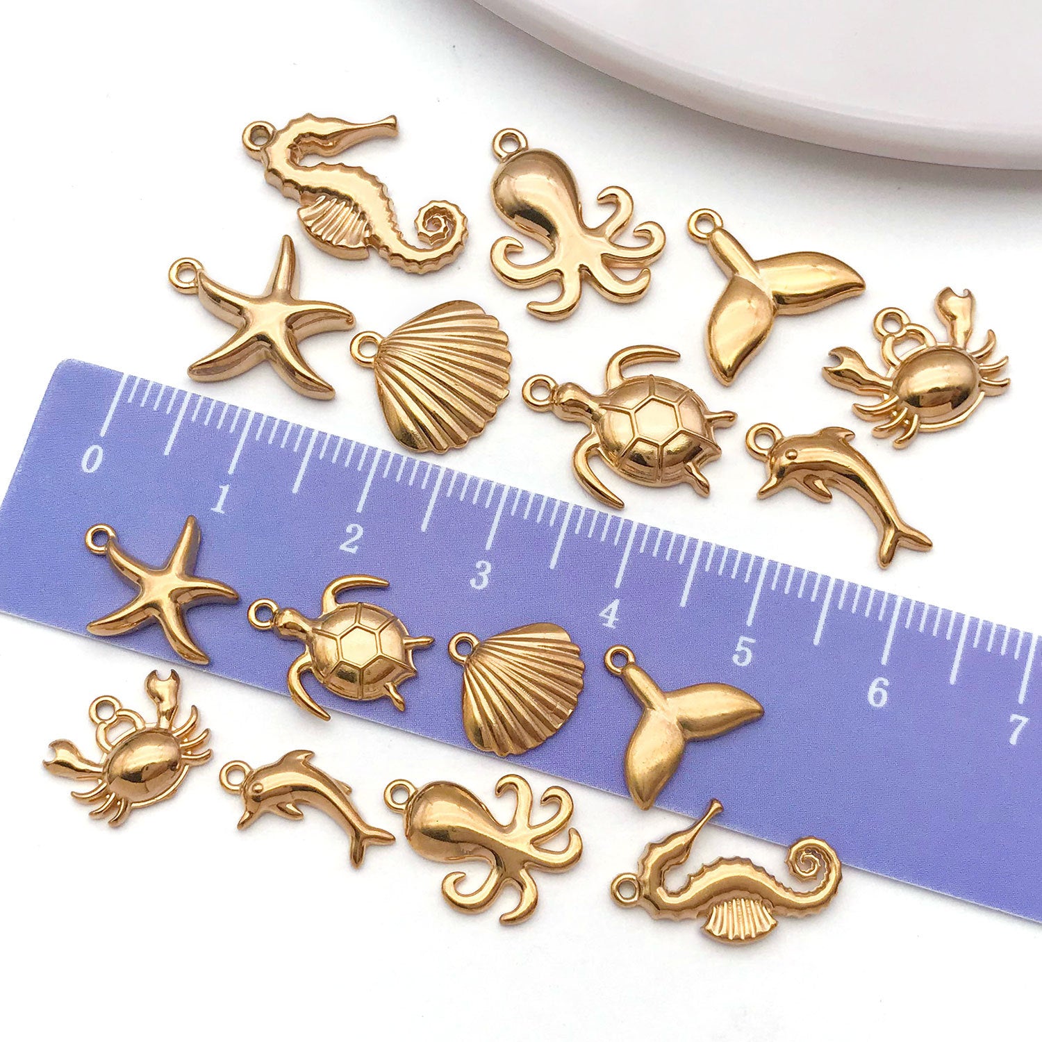 Stainless Steel Octopus Crab Dolphin Starfish Turtle Fish Charm Pendant for DIY Ocean Jewelry