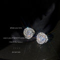 Silver Multi Layer Round Halo CZ Pavé Stud Earrings view 4