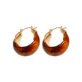 Translucent Resin U Shaped Gold Tone Hoop Earrings view 5