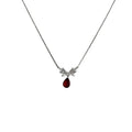 Silver Leaf Wing Red Teardrop Pendant Chain Necklace view 5