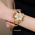 Gold Enamel Flower Open Cuff Bracelets Eleven Color Styles view 3