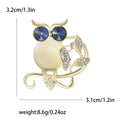 Gold Owl Brooch Cats Eye Body Rhinestone Eyes Two Styles view 6