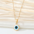 Colorful Round Evil Eye Pendant Necklaces in Ten Gold and Silver Tone Designs view 10