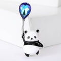 Enamel Panda Brooch Crystal Balloon Black White Cute Pin view 7